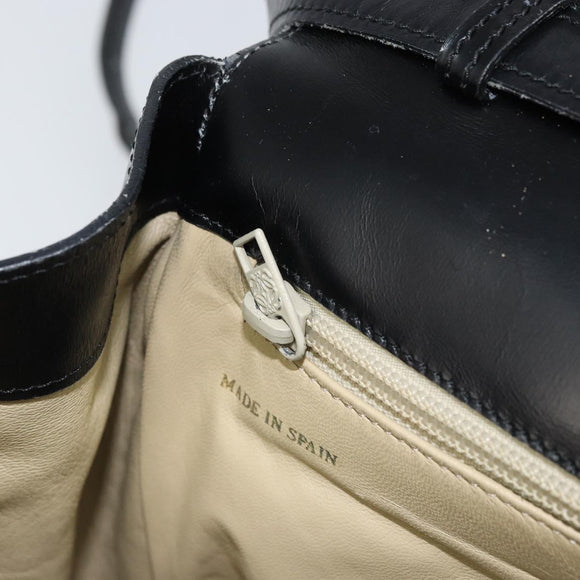 LOEWE Hand Bag Leather 2way Black Gold Auth gh1661
