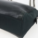 PRADA Chain Shoulder Bag Leather Navy Silver Auth gh1663-8