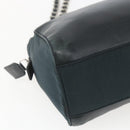 PRADA Chain Shoulder Bag Leather Navy Silver Auth gh1663-15