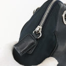 PRADA Chain Shoulder Bag Leather Navy Silver Auth gh1663-9