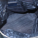 PRADA Chain Shoulder Bag Leather Navy Silver Auth gh1663-10