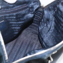 PRADA Chain Shoulder Bag Leather Navy Silver Auth gh1663-21