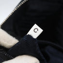 PRADA Chain Shoulder Bag Leather Navy Silver Auth gh1663-11