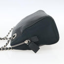 PRADA Chain Shoulder Bag Leather Navy Silver Auth gh1663-3