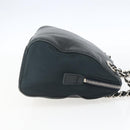 PRADA Chain Shoulder Bag Leather Navy Silver Auth gh1663-4