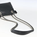 PRADA Chain Shoulder Bag Leather Navy Silver Auth gh1663-7