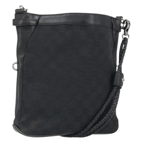 GUCCI GG Canvas Shoulder Bag Black Silver 109106 Auth gh1665