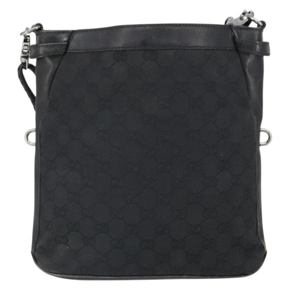 GUCCI GG Canvas Shoulder Bag Black Silver 109106 Auth gh1665