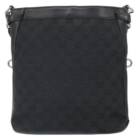 GUCCI GG Canvas Shoulder Bag Black Silver 109106 Auth gh1665