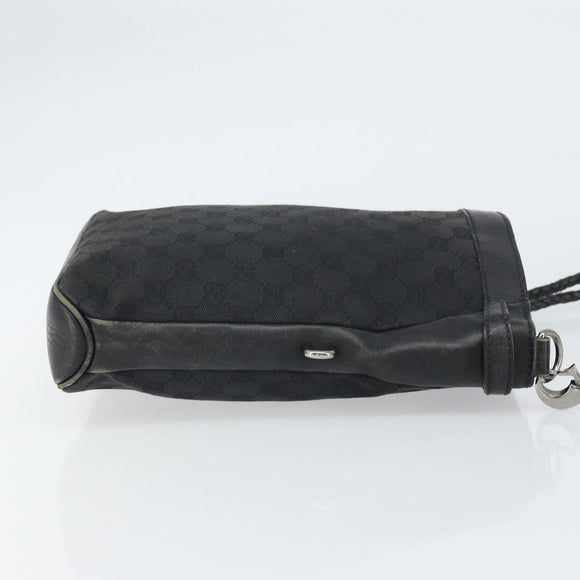 GUCCI GG Canvas Shoulder Bag Black Silver 109106 Auth gh1665
