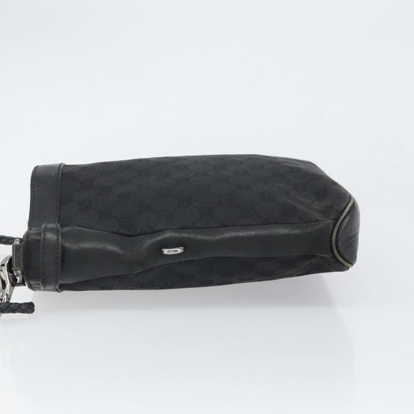 GUCCI GG Canvas Shoulder Bag Black Silver 109106 Auth gh1665