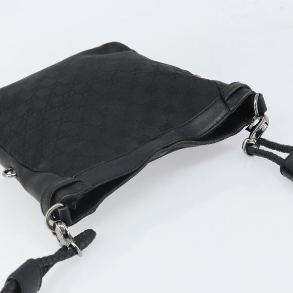 GUCCI GG Canvas Shoulder Bag Black Silver 109106 Auth gh1665
