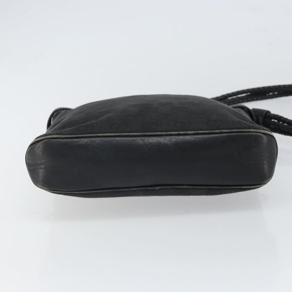 GUCCI GG Canvas Shoulder Bag Black Silver 109106 Auth gh1665