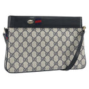 GUCCI GG Supreme Sherry Line Shoulder Bag PVC Navy Gold 904 02 035 Auth gh1666-1