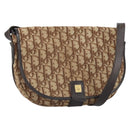 Christian Dior Trotter Canvas Shoulder Bag Brown Gold Auth gh1667-1