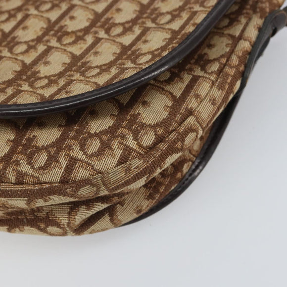 Christian Dior Trotter Canvas Shoulder Bag Brown Gold Auth gh1667