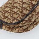Christian Dior Trotter Canvas Shoulder Bag Brown Gold Auth gh1667-17