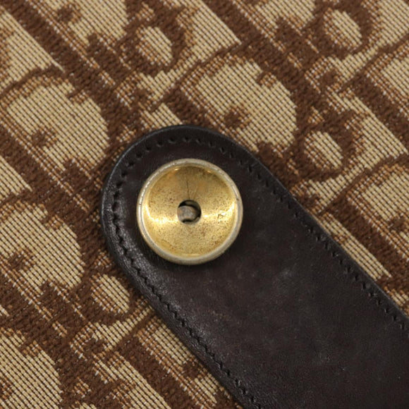 Christian Dior Trotter Canvas Shoulder Bag Brown Gold Auth gh1667