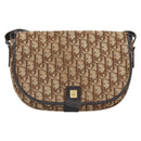 Christian Dior Trotter Canvas Shoulder Bag Brown Gold Auth gh1667-13