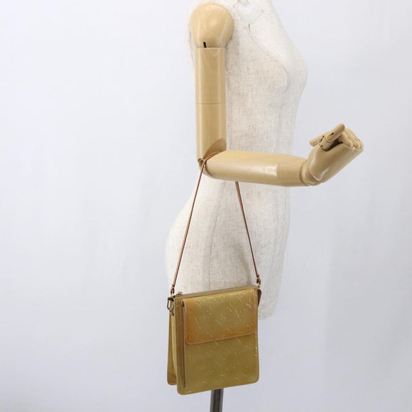 LOUIS VUITTON Monogram Vernis Motto Accessory Pouch Beige M91136 LV Auth gh1669
