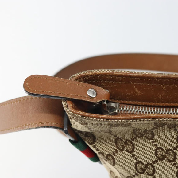 GUCCI GG Canvas Web Sherry Line Shoulder Bag Beige Gold 337598 Auth gh1670