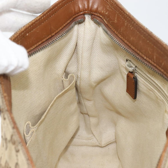 GUCCI GG Canvas Web Sherry Line Shoulder Bag Beige Gold 337598 Auth gh1670