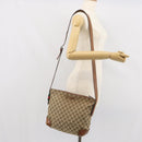 GUCCI GG Canvas Web Sherry Line Shoulder Bag Beige Gold 337598 Auth gh1670-23
