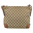 GUCCI GG Canvas Web Sherry Line Shoulder Bag Beige Gold 337598 Auth gh1670-3
