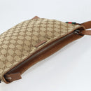 GUCCI GG Canvas Web Sherry Line Shoulder Bag Beige Gold 337598 Auth gh1670-6