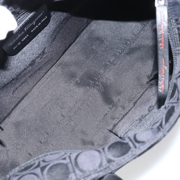 Salvatore Ferragamo Gancini Tote Bag Nylon Black Silver Auth gh1671