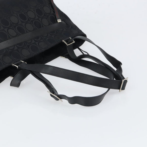 Salvatore Ferragamo Gancini Tote Bag Nylon Black Silver Auth gh1671