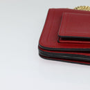 Salvatore Ferragamo Vala Chain Shoulder Bag Leather Red Gold Auth gh168-14