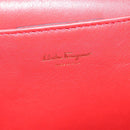 Salvatore Ferragamo Vala Chain Shoulder Bag Leather Red Gold Auth gh168-18