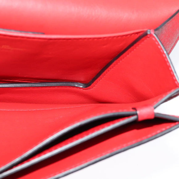 Salvatore Ferragamo Vala Chain Shoulder Bag Leather Red Gold Auth gh168