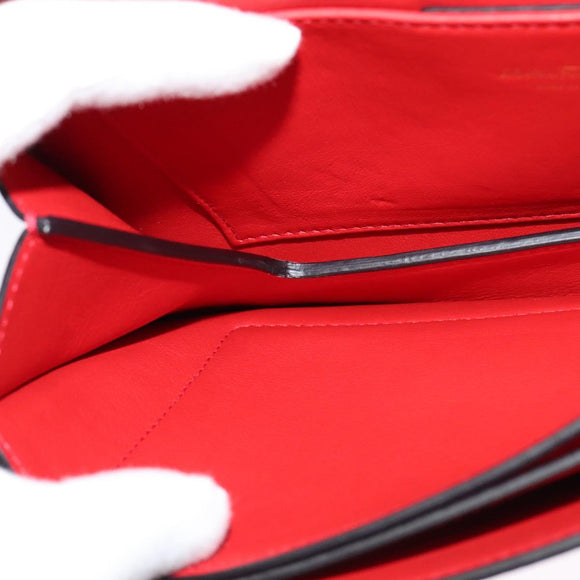 Salvatore Ferragamo Vala Chain Shoulder Bag Leather Red Gold Auth gh168