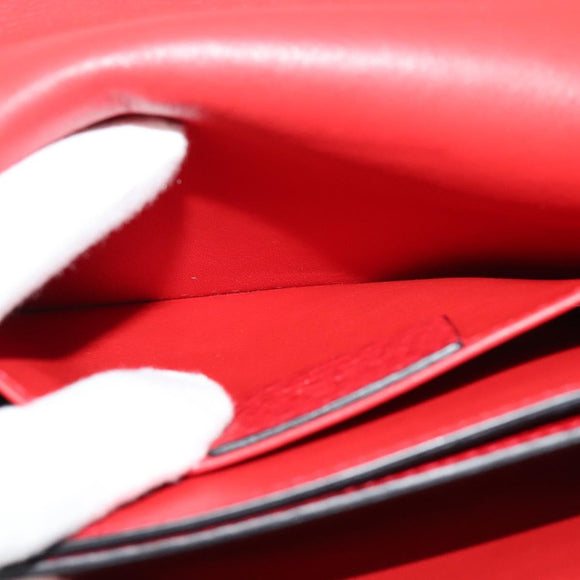 Salvatore Ferragamo Vala Chain Shoulder Bag Leather Red Gold Auth gh168