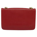 Salvatore Ferragamo Vala Chain Shoulder Bag Leather Red Gold Auth gh168-2