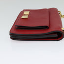 Salvatore Ferragamo Vala Chain Shoulder Bag Leather Red Gold Auth gh168-4