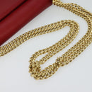 Salvatore Ferragamo Vala Chain Shoulder Bag Leather Red Gold Auth gh168-7