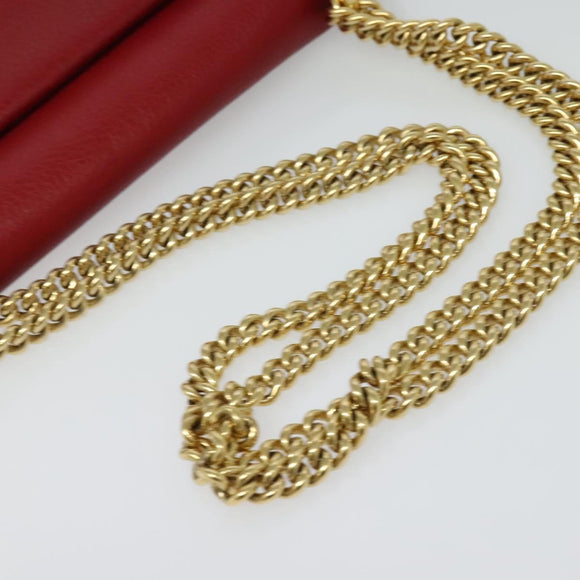 Salvatore Ferragamo Vala Chain Shoulder Bag Leather Red Gold Auth gh168