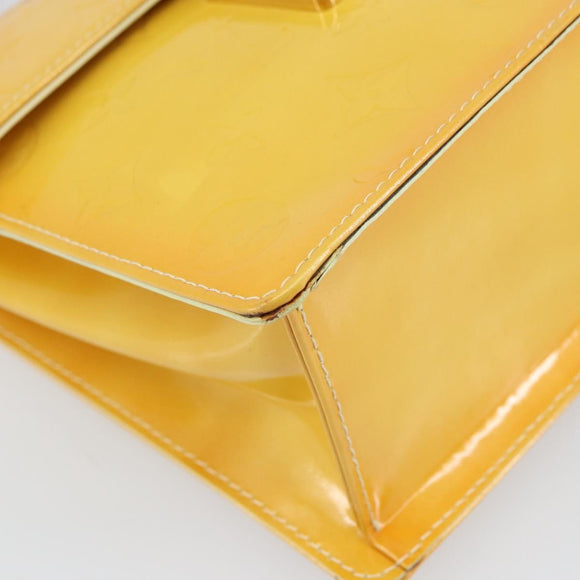 LOUIS VUITTON Monogram Vernis Spring Street Bag Lime Yellow M91068 Auth gh1681