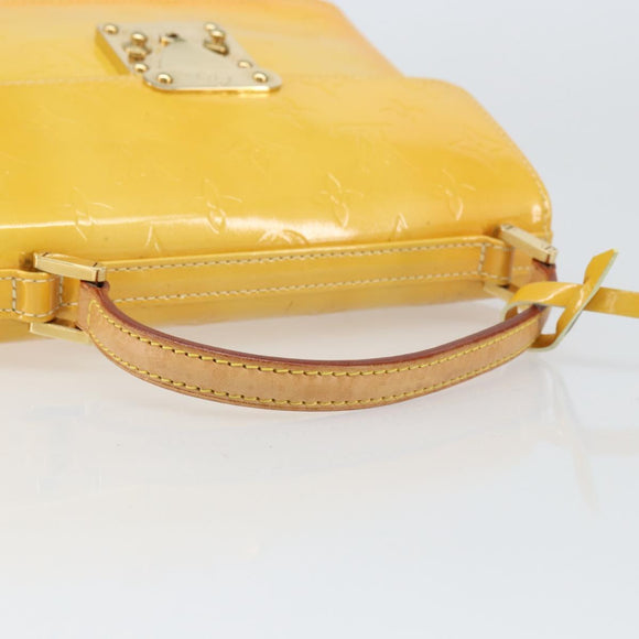 LOUIS VUITTON Monogram Vernis Spring Street Bag Lime Yellow M91068 Auth gh1681