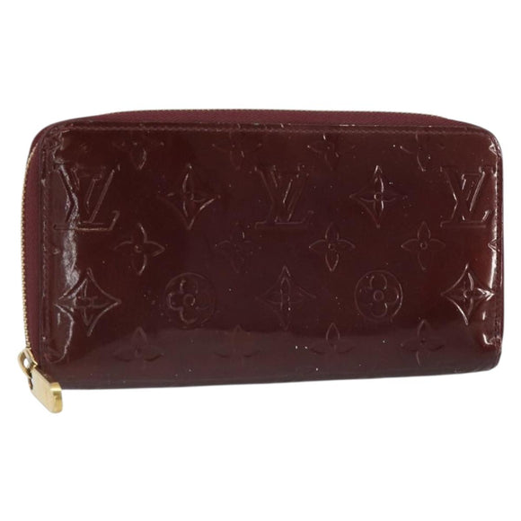 LOUIS VUITTON Monogram Vernis Zippy Wallet Rouge Favist M91536 LV Auth gh1682