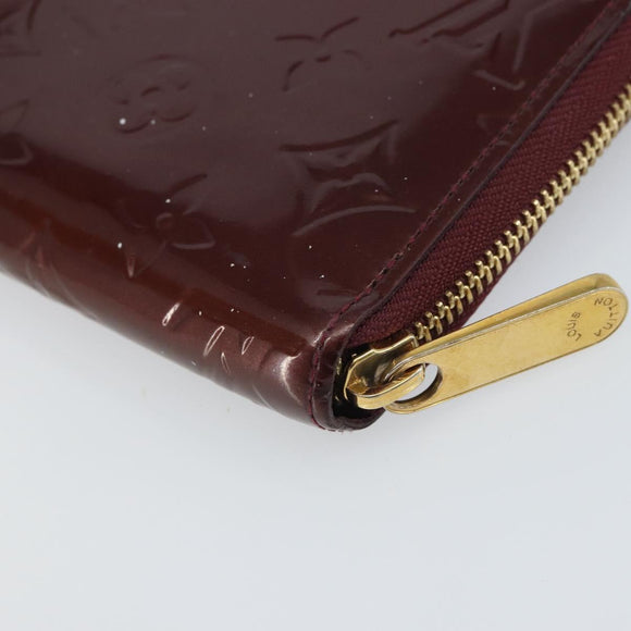 LOUIS VUITTON Monogram Vernis Zippy Wallet Rouge Favist M91536 LV Auth gh1682
