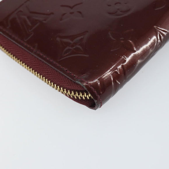 LOUIS VUITTON Monogram Vernis Zippy Wallet Rouge Favist M91536 LV Auth gh1682