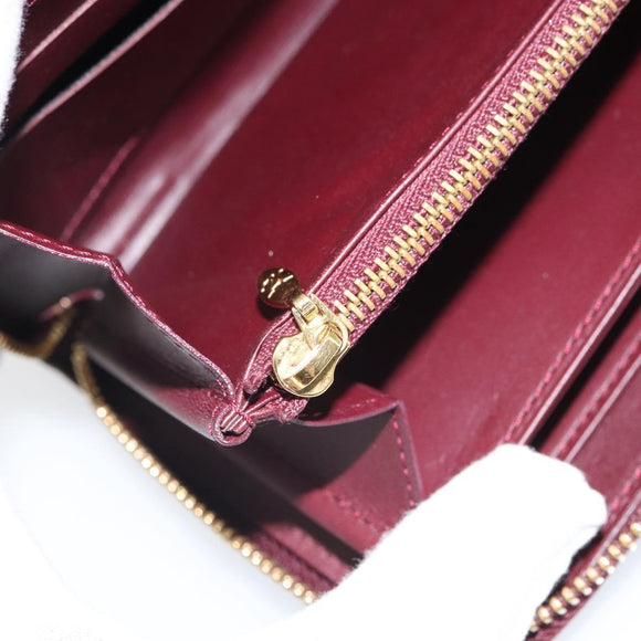 LOUIS VUITTON Monogram Vernis Zippy Wallet Rouge Favist M91536 LV Auth gh1682