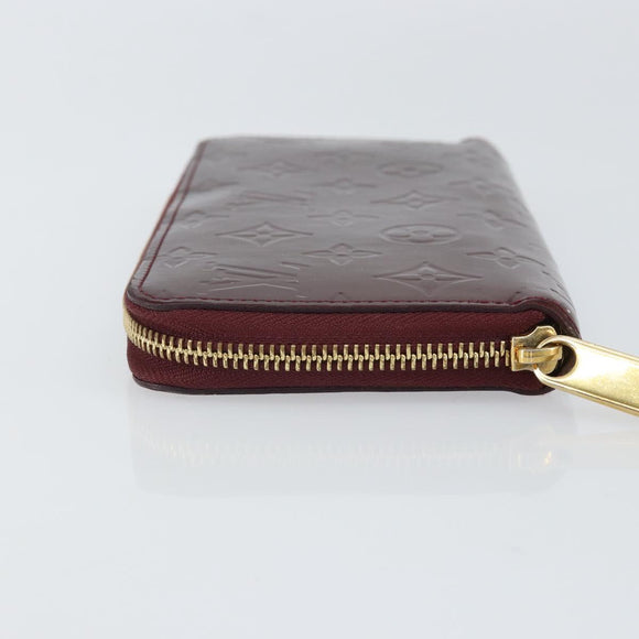 LOUIS VUITTON Monogram Vernis Zippy Wallet Rouge Favist M91536 LV Auth gh1682