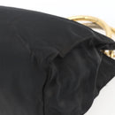 PRADA Chain Hand Bag Nylon Black Gold Auth gh1687-9