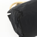 PRADA Chain Hand Bag Nylon Black Gold Auth gh1687-14