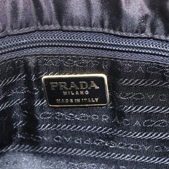 PRADA Chain Hand Bag Nylon Black Gold Auth gh1687